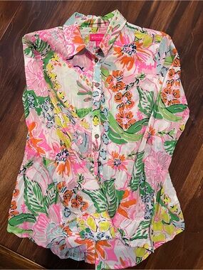Lilly Pulitzer Multicolor Tropical Floral Button-Down Shirt
